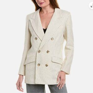 FRAME Pinstripe Double-Breasted Blazer Sz 0 NEW